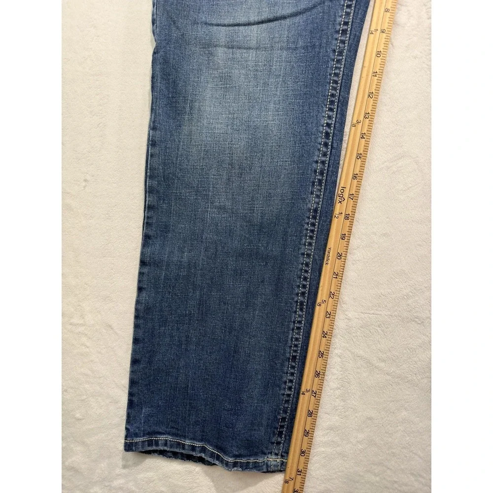 Axel Slim Boot Jeans Mens 38x32 Blue Denim Bootcut Stretch Embroidered Pockets